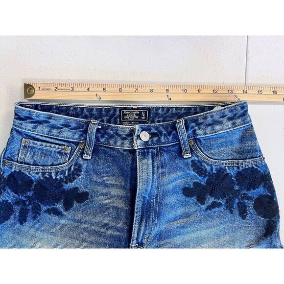 Abercrombie & Fitch Annie High Rise Embroidered Shorts Boho Size 27/4R Flowers - Picture 2 of 5
